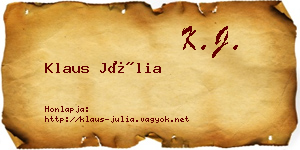 Klaus Júlia névjegykártya