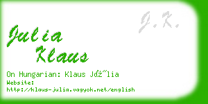 julia klaus business card